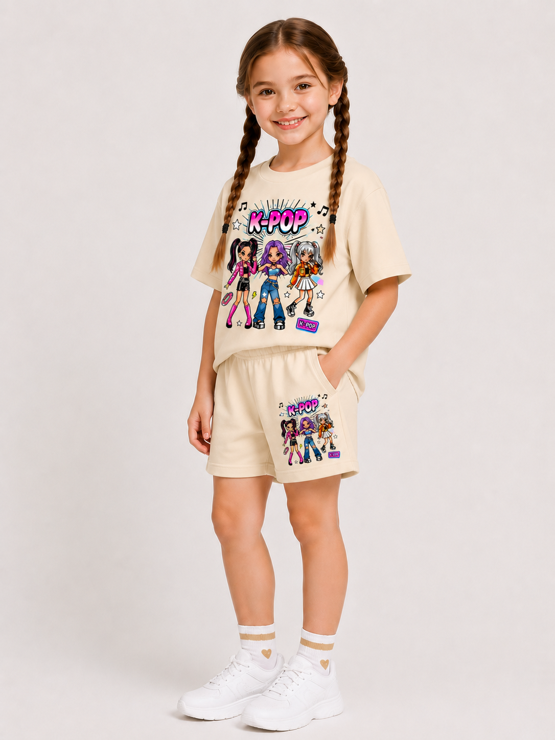 Ensemble Short & T-shirt K-PO Enfant (Beige)