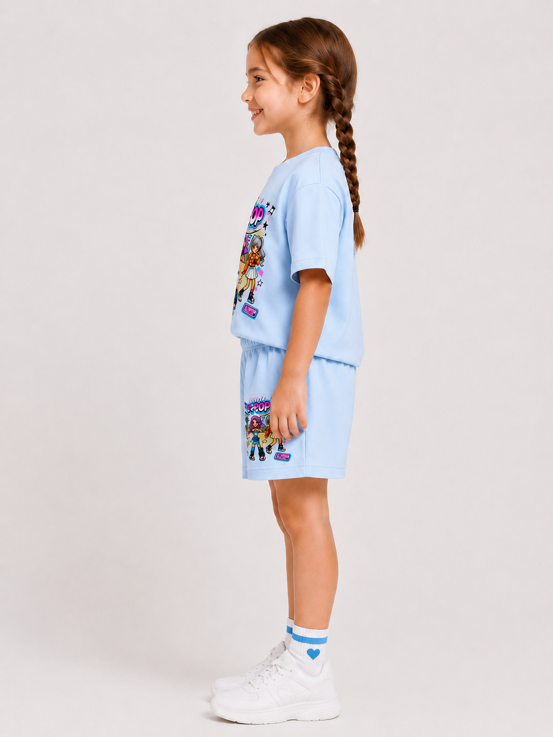 Ensemble Short & T-shirt K-POP Enfant (Bleu)