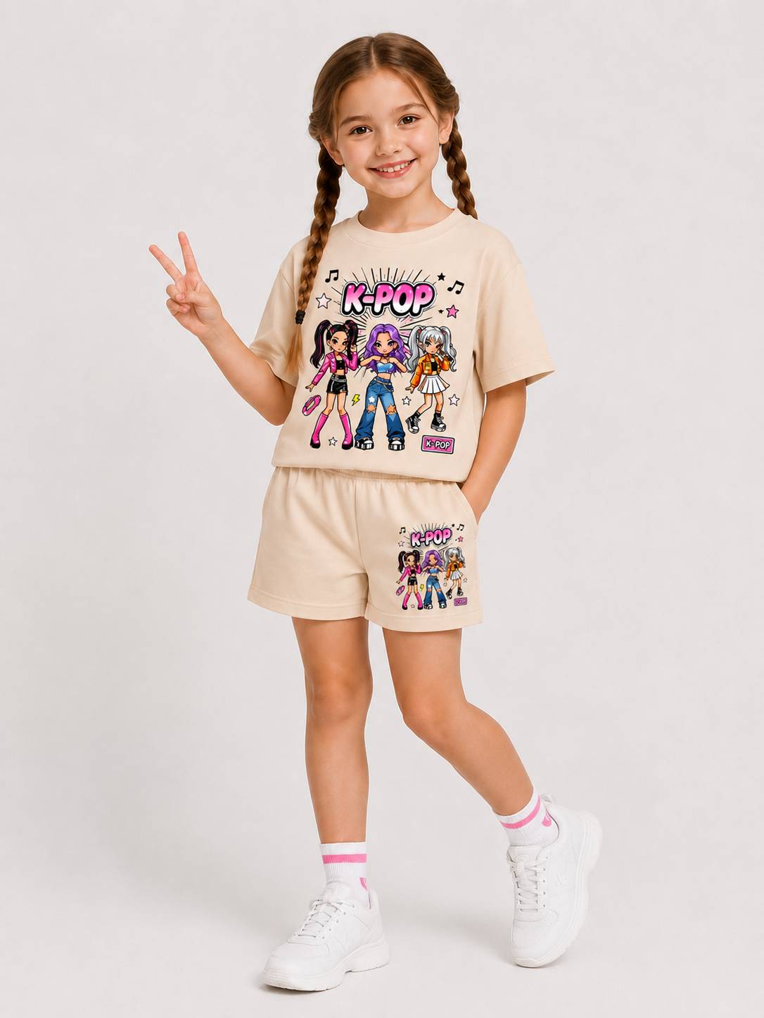 Ensemble Short & T-shirt K-PO Enfant (Beige)